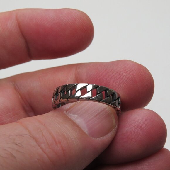 *925 Cuban Link Sterling Silver Ring Band